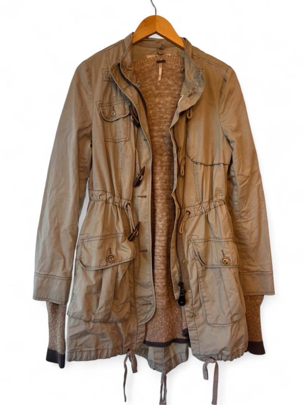 Free People Military Utility Jacket with Removable Knit Sweater Insert Size M